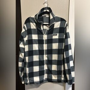 Columbia Men’s Black and White Plaid Fleece Jacket